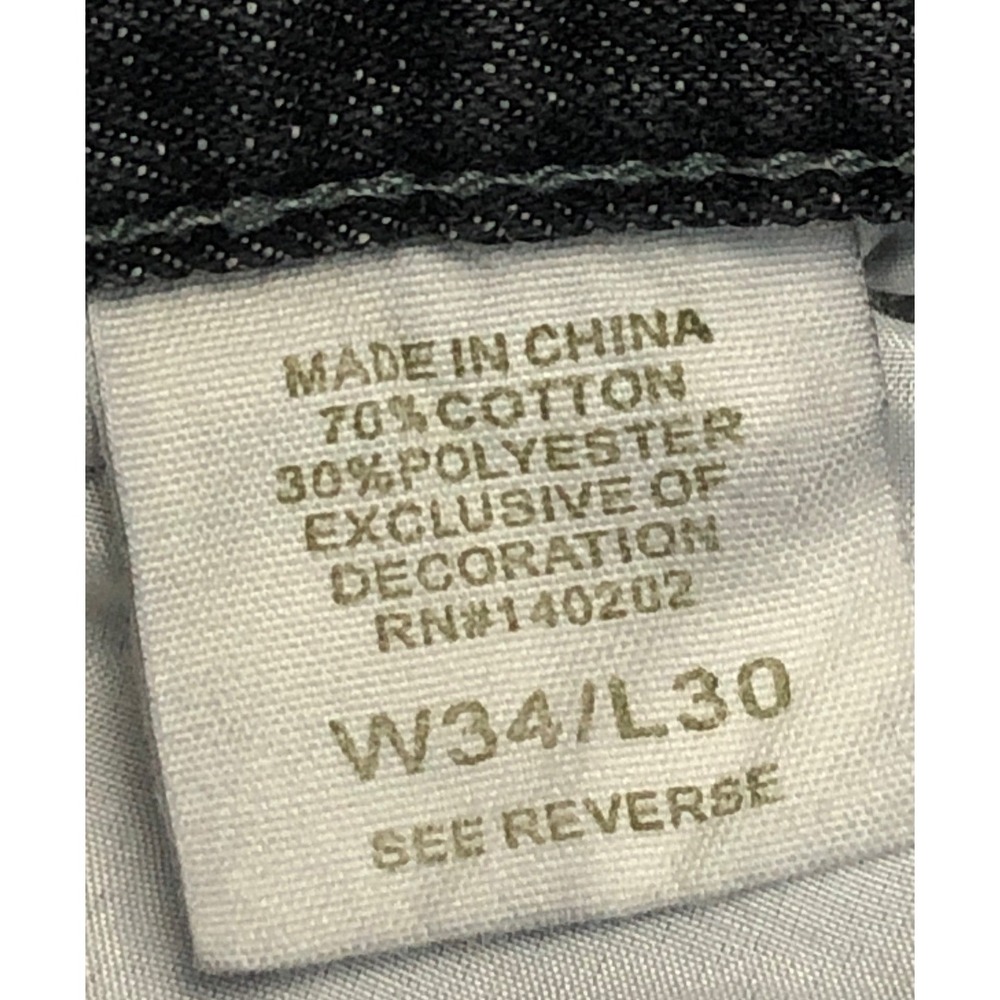 Indigo People Mens Black Straight Leg Denim Jeans Embroidered Pockets 34x30 - Picture 4 of 9